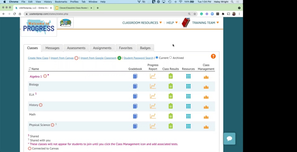 Screenshot from Class Rostering With Clever and ClassLink video
