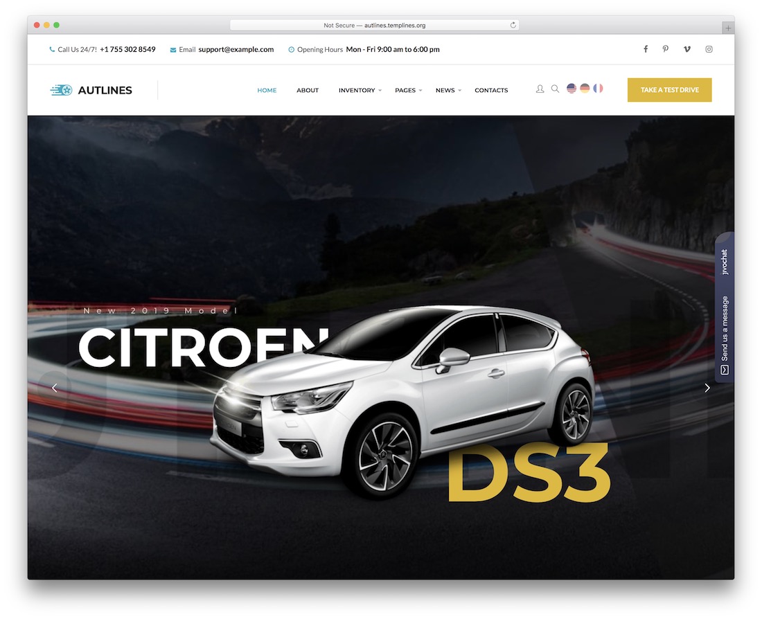autlines car dealer wordpress theme