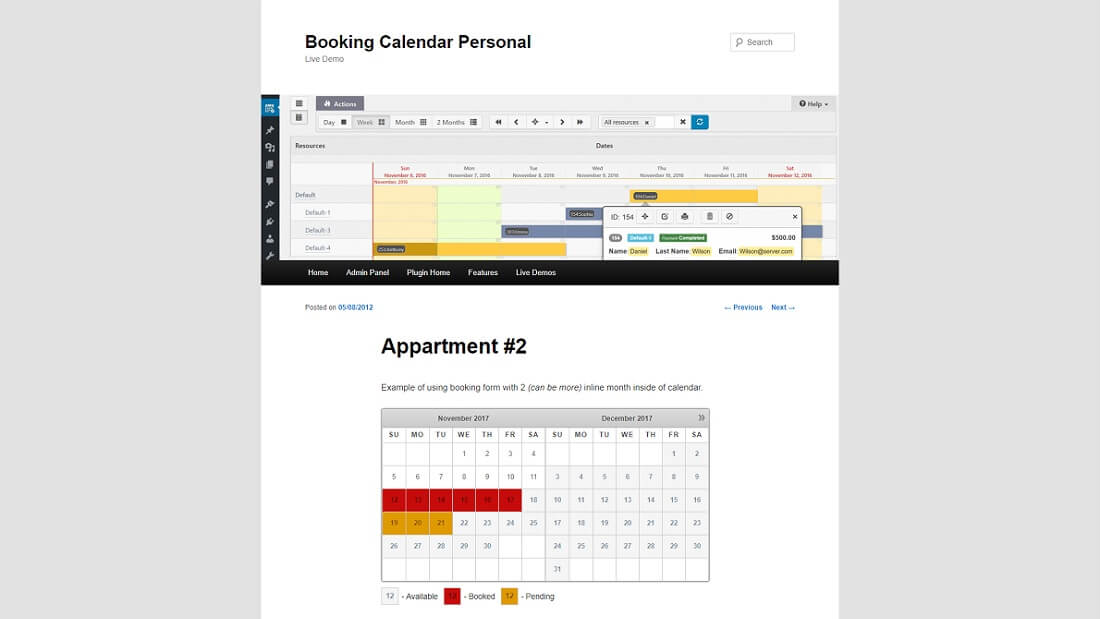 booking calendar