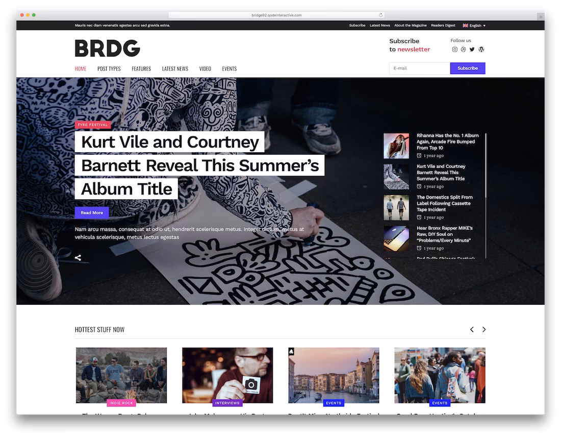 bridge music wordpress theme
