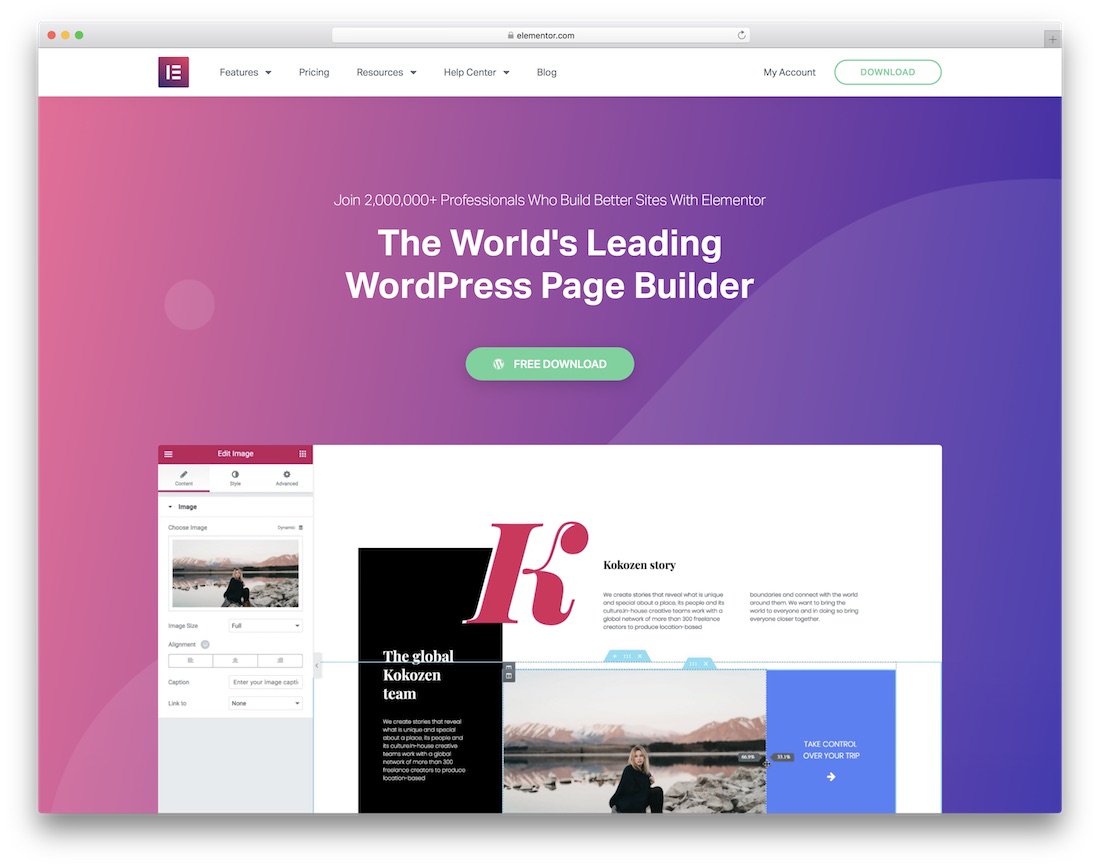 elementor website builder for construction company