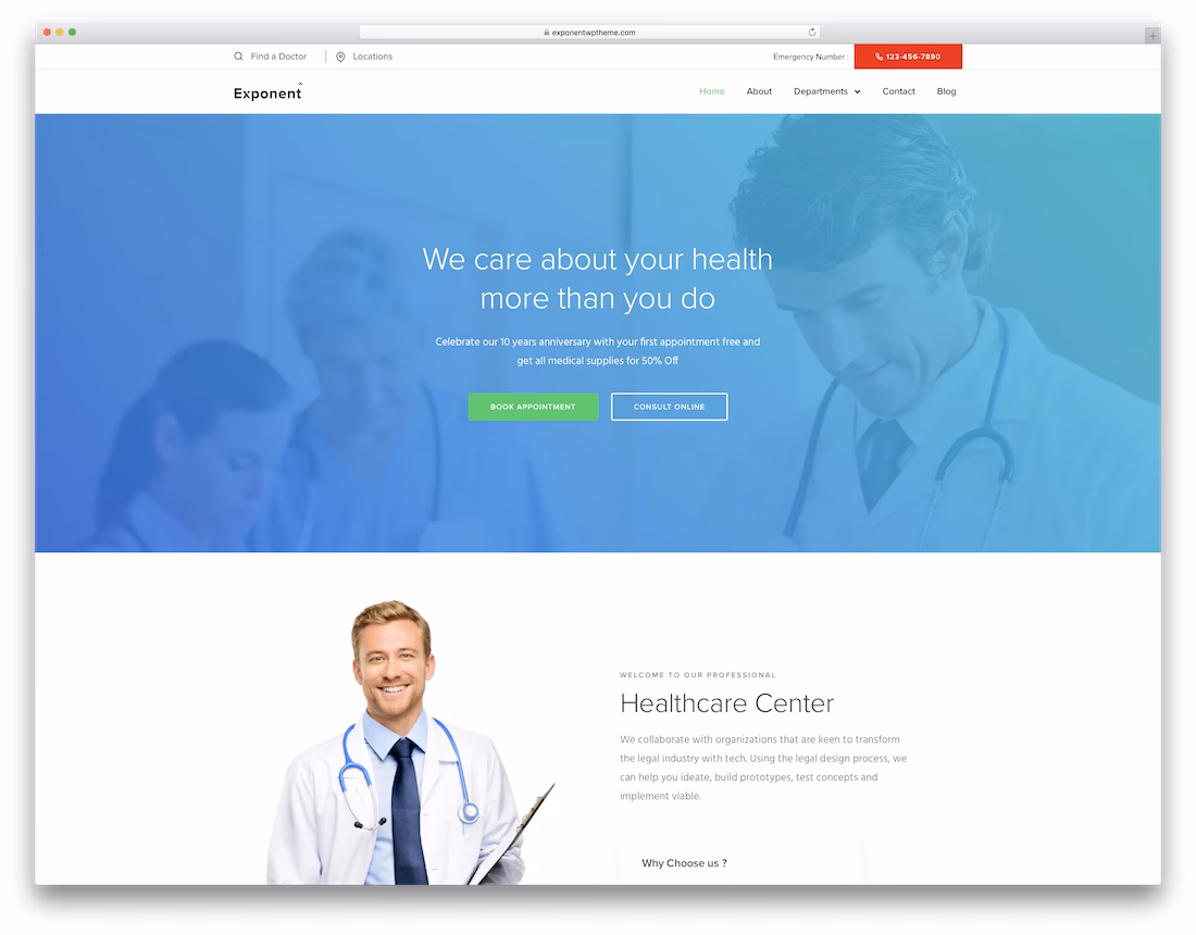 Exponent exponent health medical wordpress theme