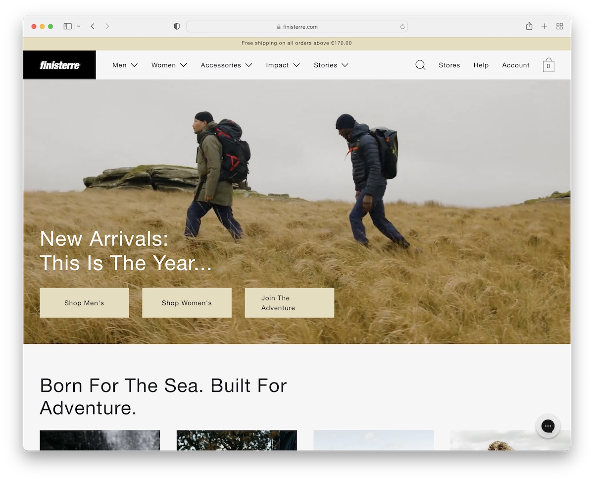 finisterre shopify website