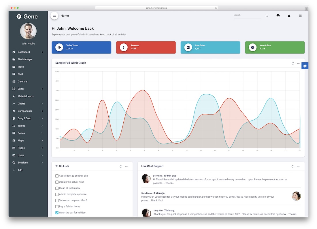 gene angularjs website template