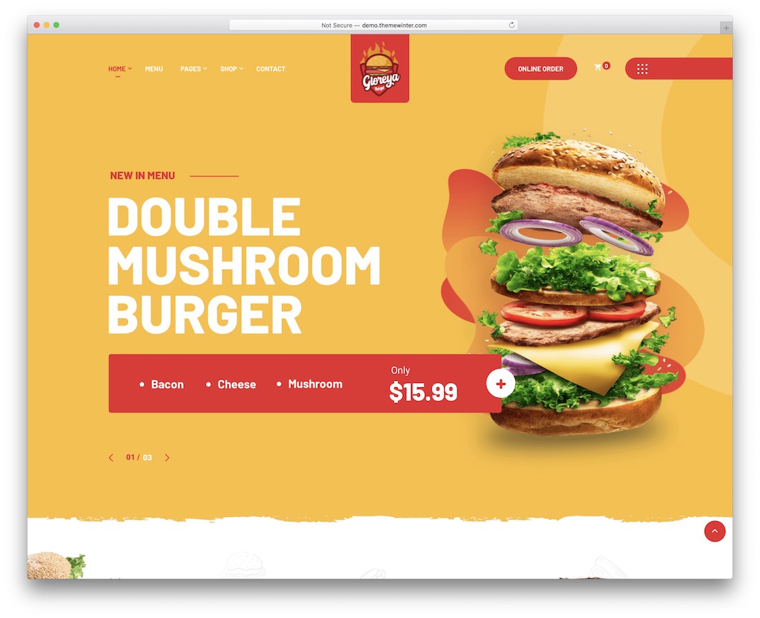gloreya food truck wordpress theme