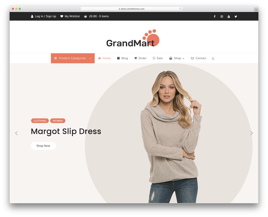 grandmart free ecommerce wordpress theme