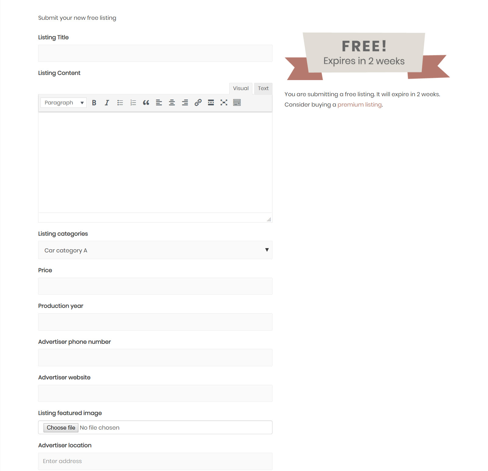 Directory website frontend submission 