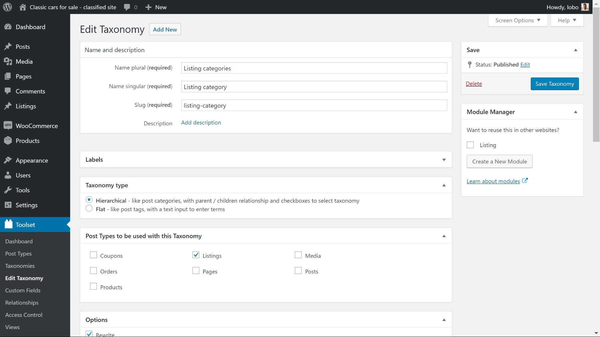 Taxonomies for a directory website