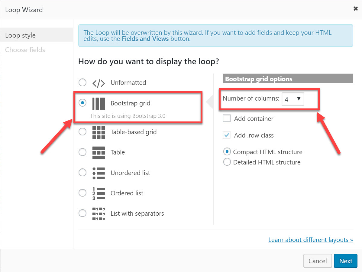 Adjust layout grid