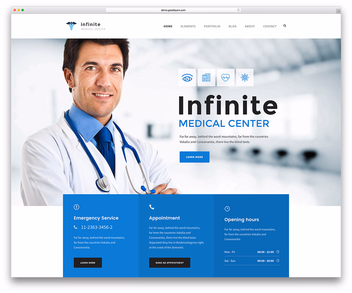 Infinite Infinite modern medical WordPress theme
