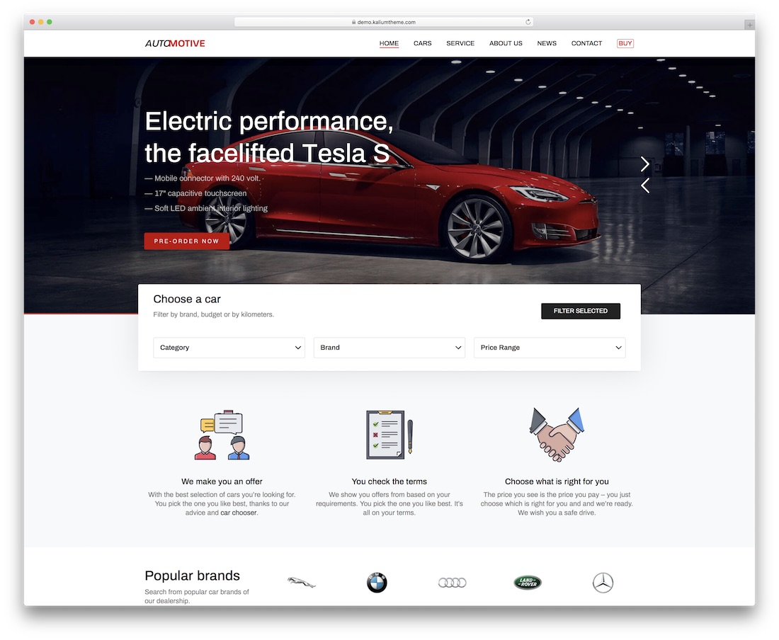 kalium car dealer wordpress theme
