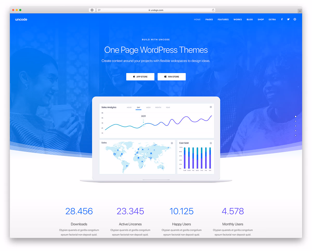 one page WordPress themes