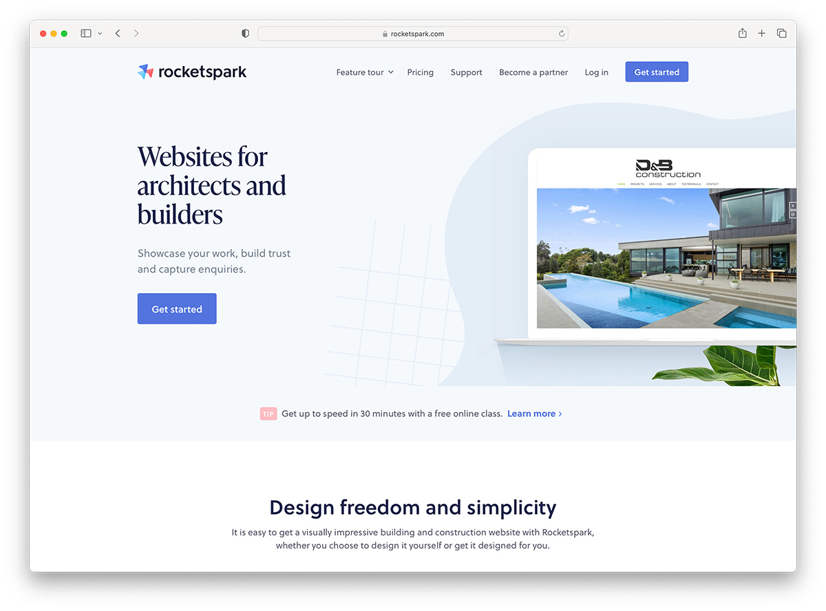 RocketSpark - construction company website builder