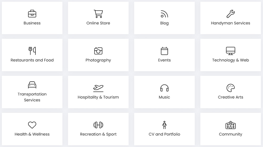 Types of websites you can create with Site123