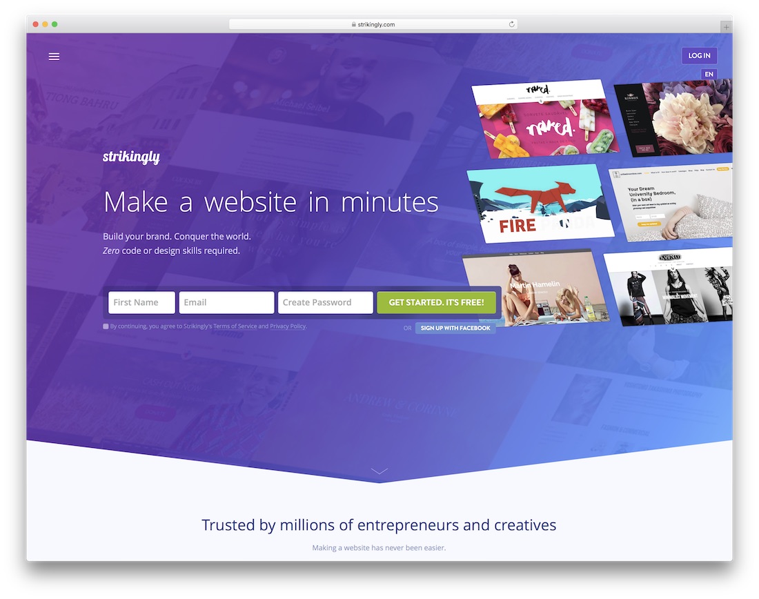 strikingly website builder for construction company