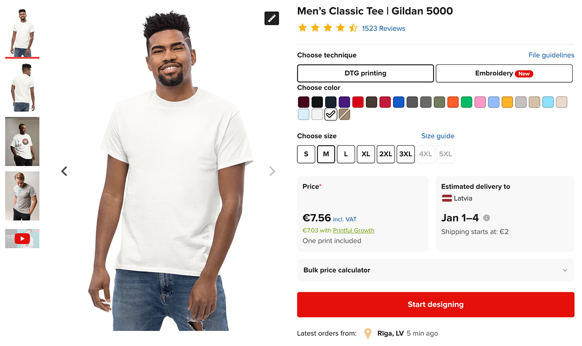 T-shirt store individual customisation options 
