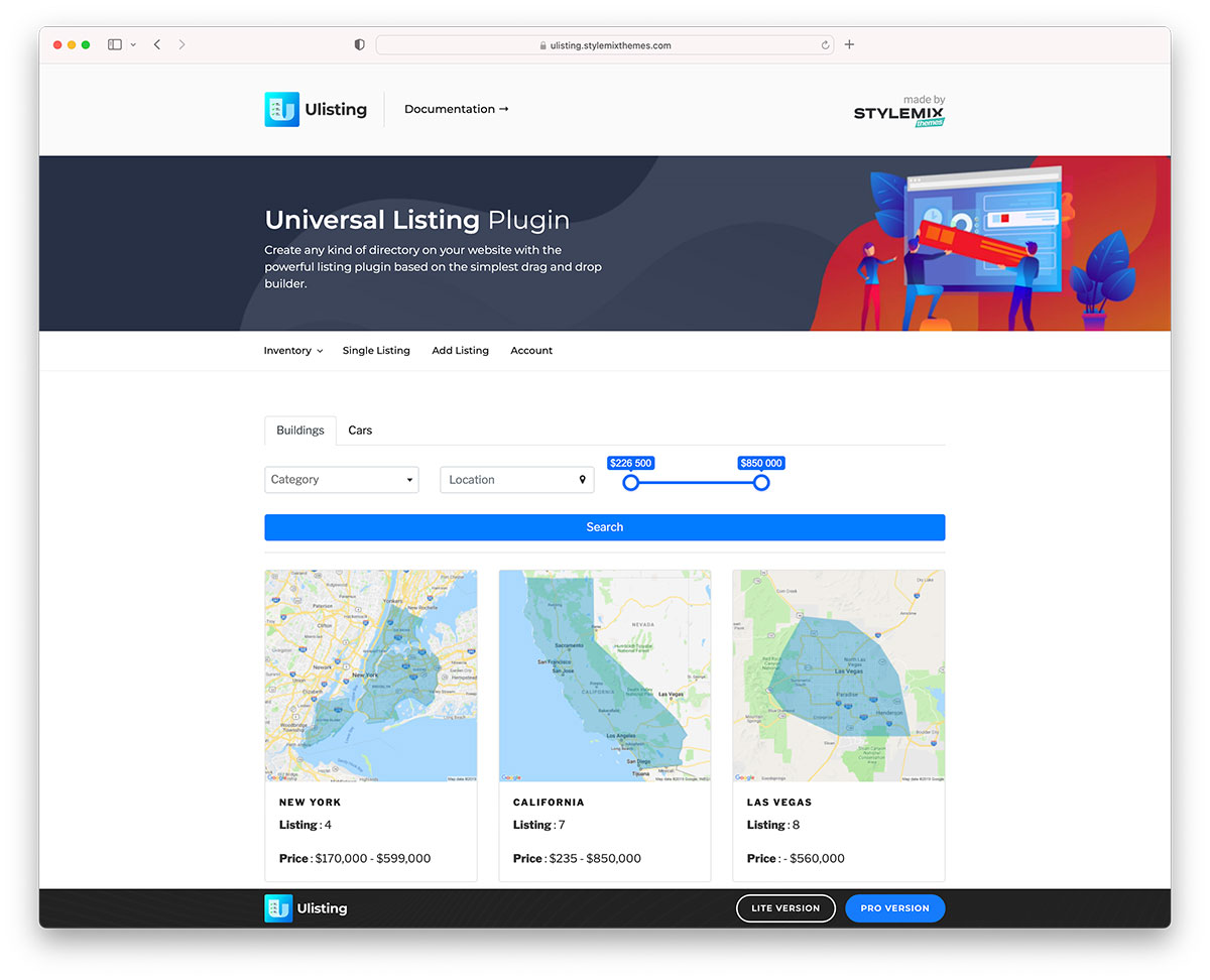 uListing - directory plugin preview