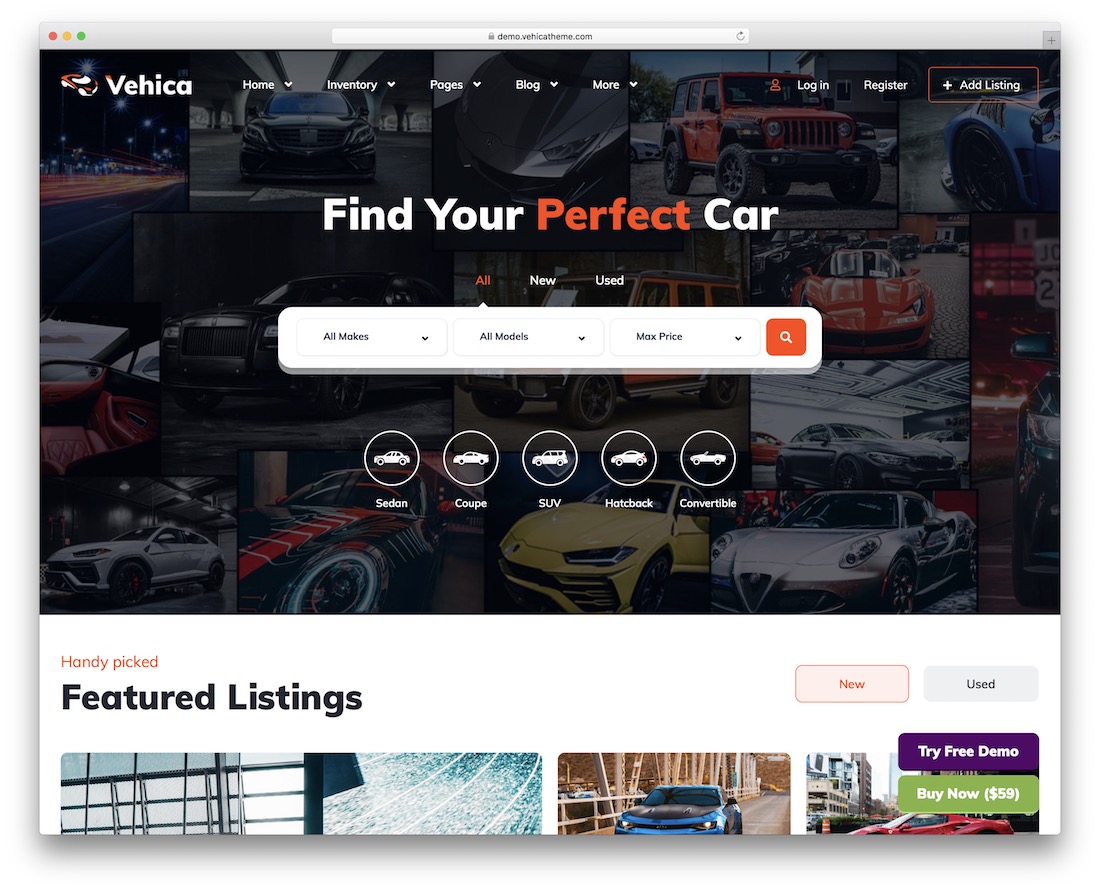 vehica car dealer wordpress theme