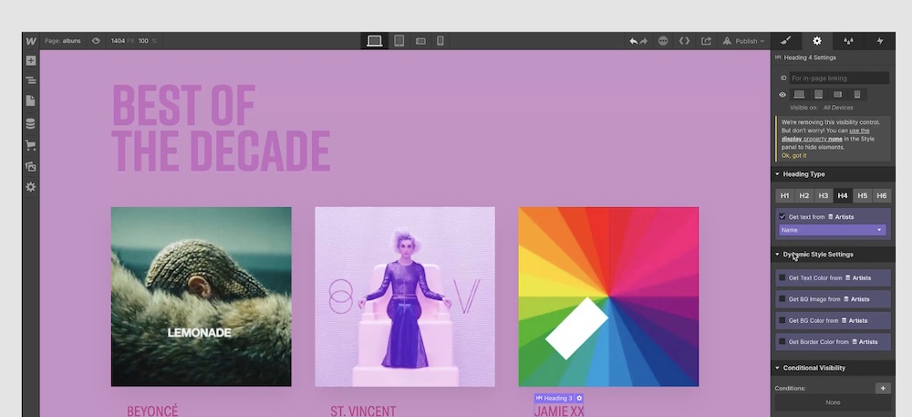 Webflow website builder preview