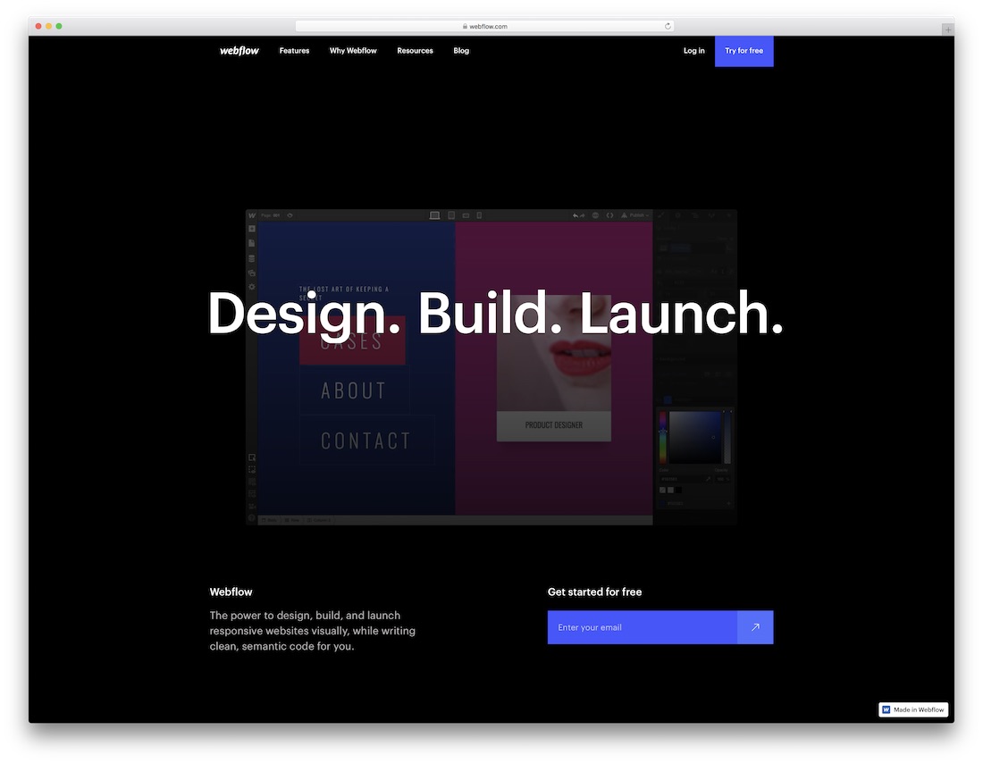 webflow free drag and drop website builder