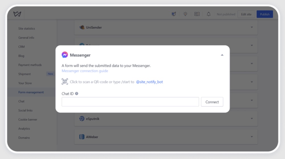 Weblium Facebook Messanger integration