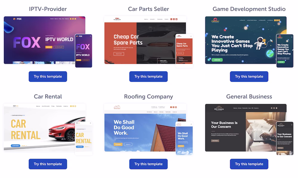Weblium website builder templates