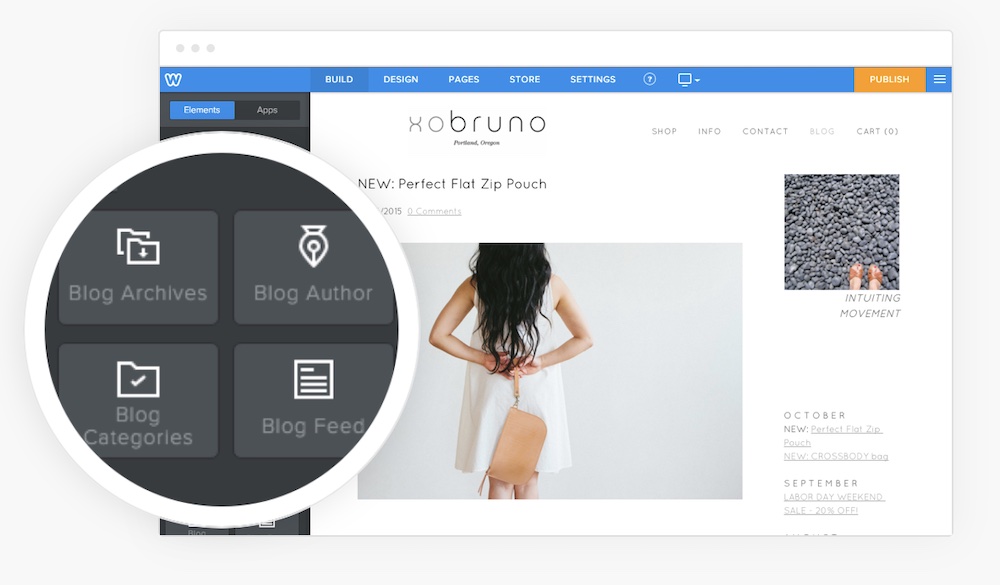 Weebly blogging functionality preview
