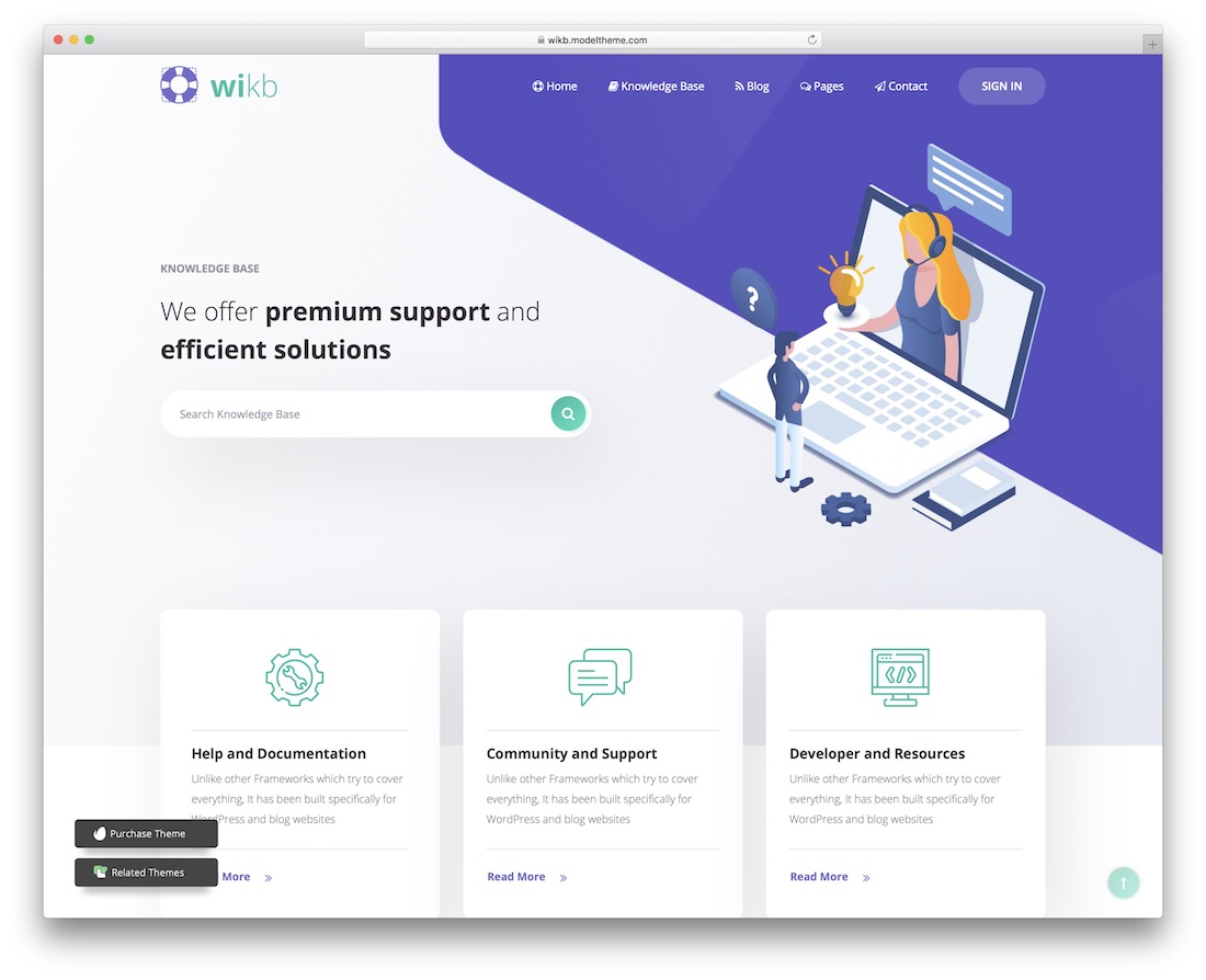wikb knowledge base wiki faq support wordpress theme