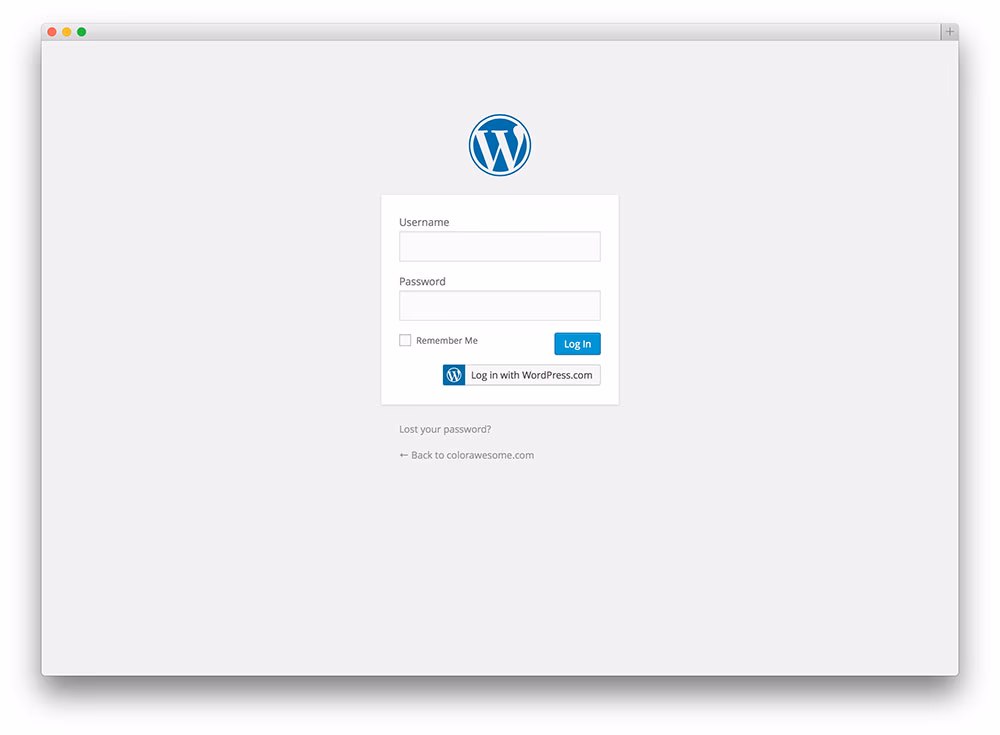 wordpress login screen