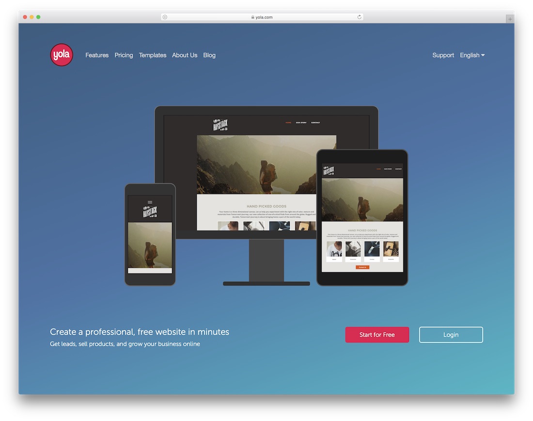 yola website builder for construction company