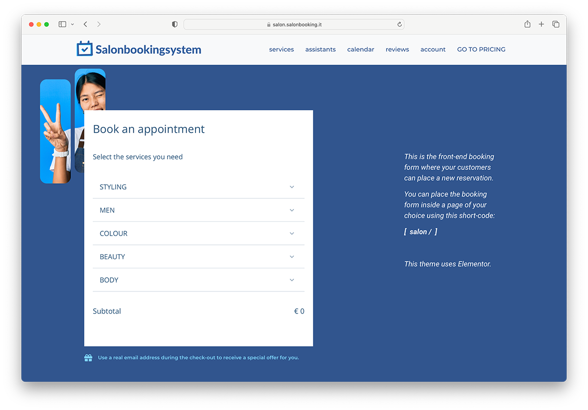 Salon booking WordPress plugin